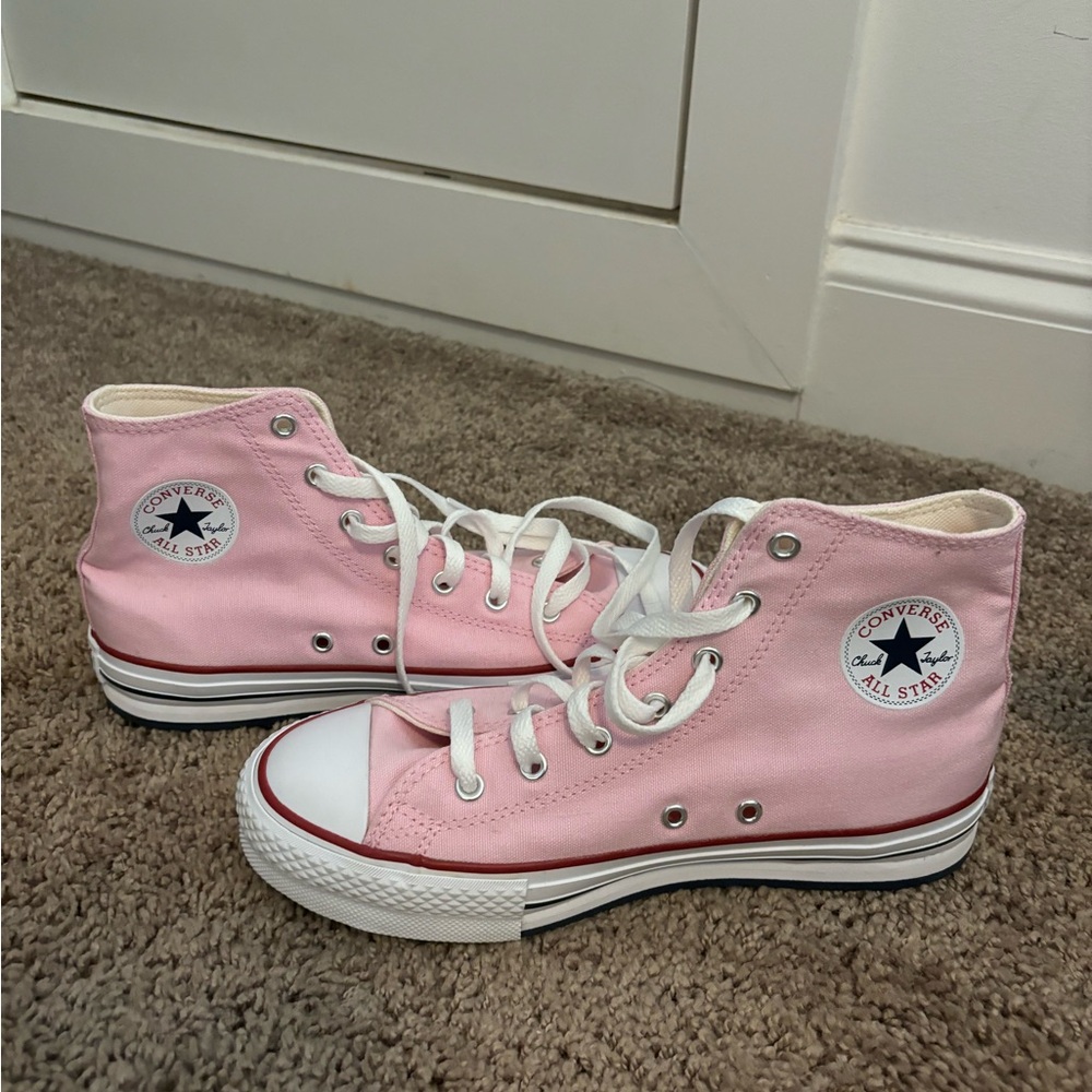 NEVER WORN pink high top converse sneakers